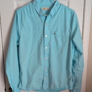 Hollister Men's Aqua Button-Down Shirt